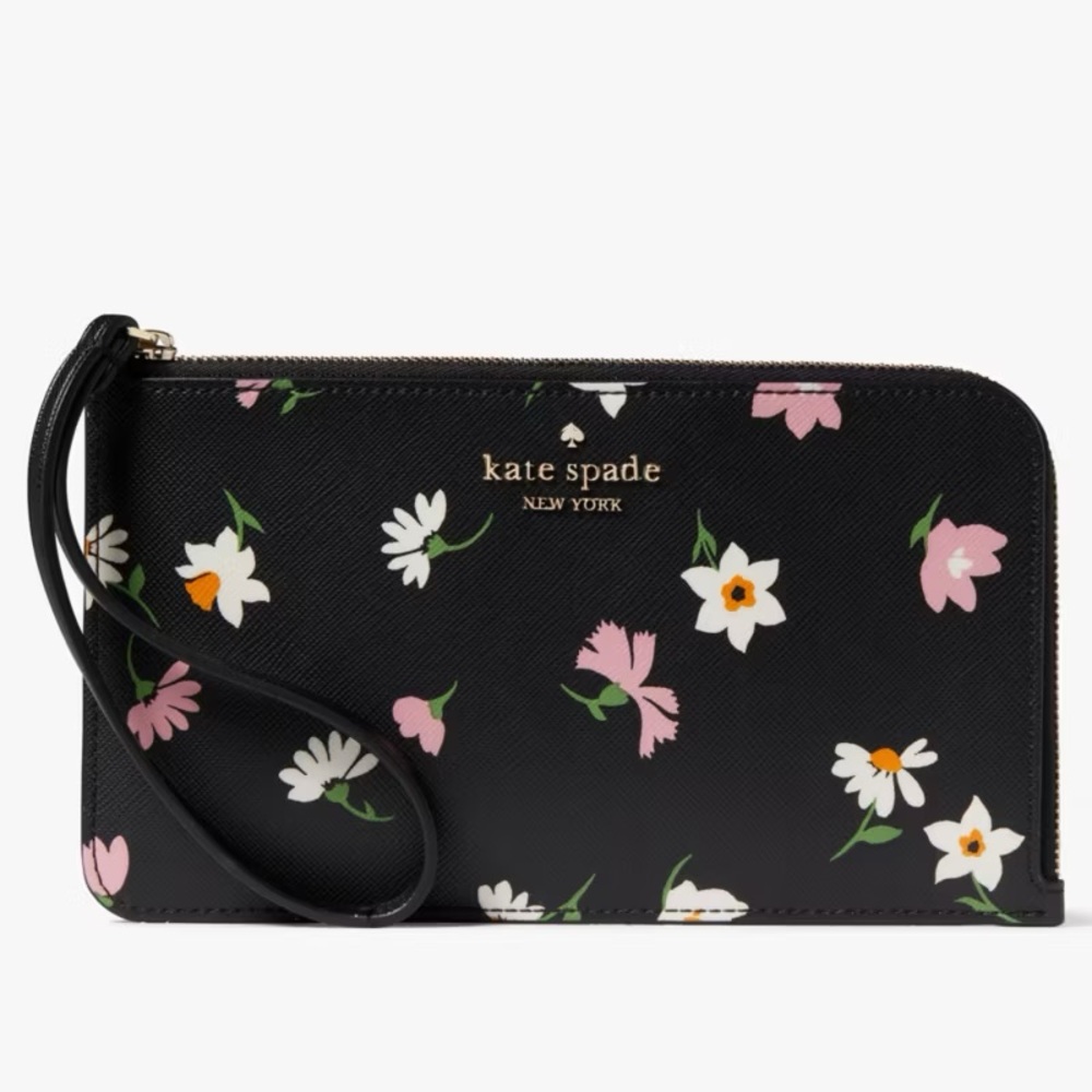 Kate Spade Lucy Floral Waltz Medium L Zip Wristlet ♠️